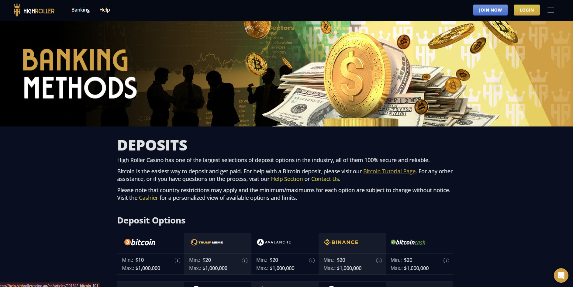 Banking Options and Withdrawal Speed